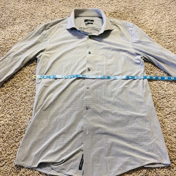 Hugo Boss Blue and White Patterned Button Up Slim Fit US 16.5 - Picture 2 of 4